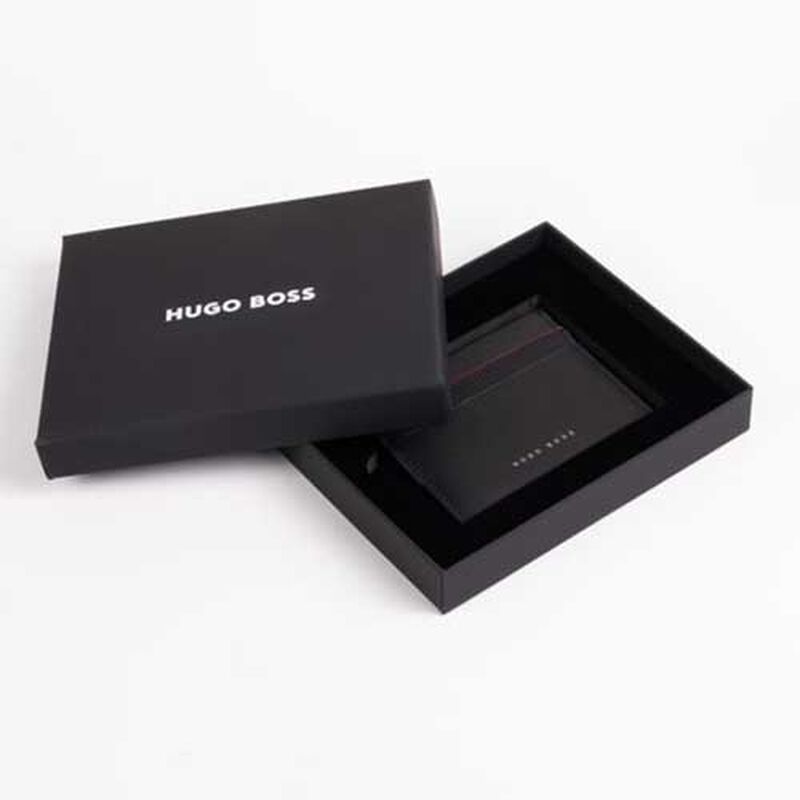 Hugo Boss Leather Card Holder Gear Black/Red image number 1
